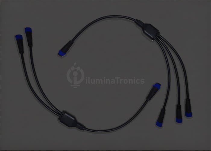 IP68 waterproof Y-splitter connectors for branching LED strip runs