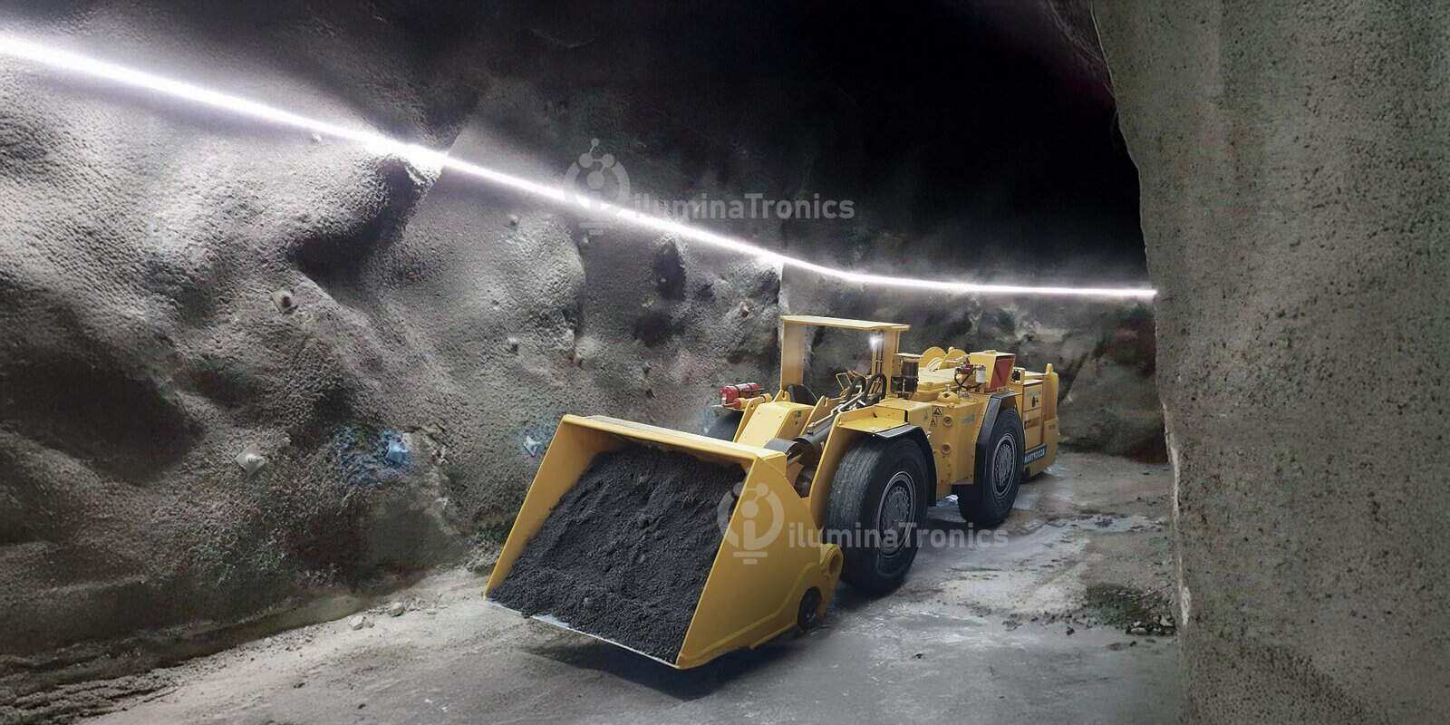 IP68 waterproof LED strip installed in a mining tunnel